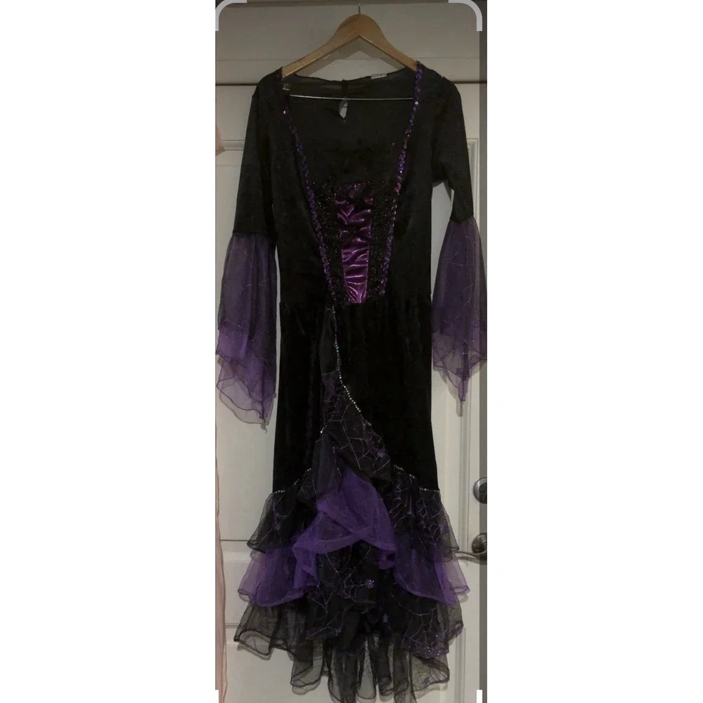 Gothic Witch Deluxe Midnight Witch Gown - Black & Purple . No SZ Tag